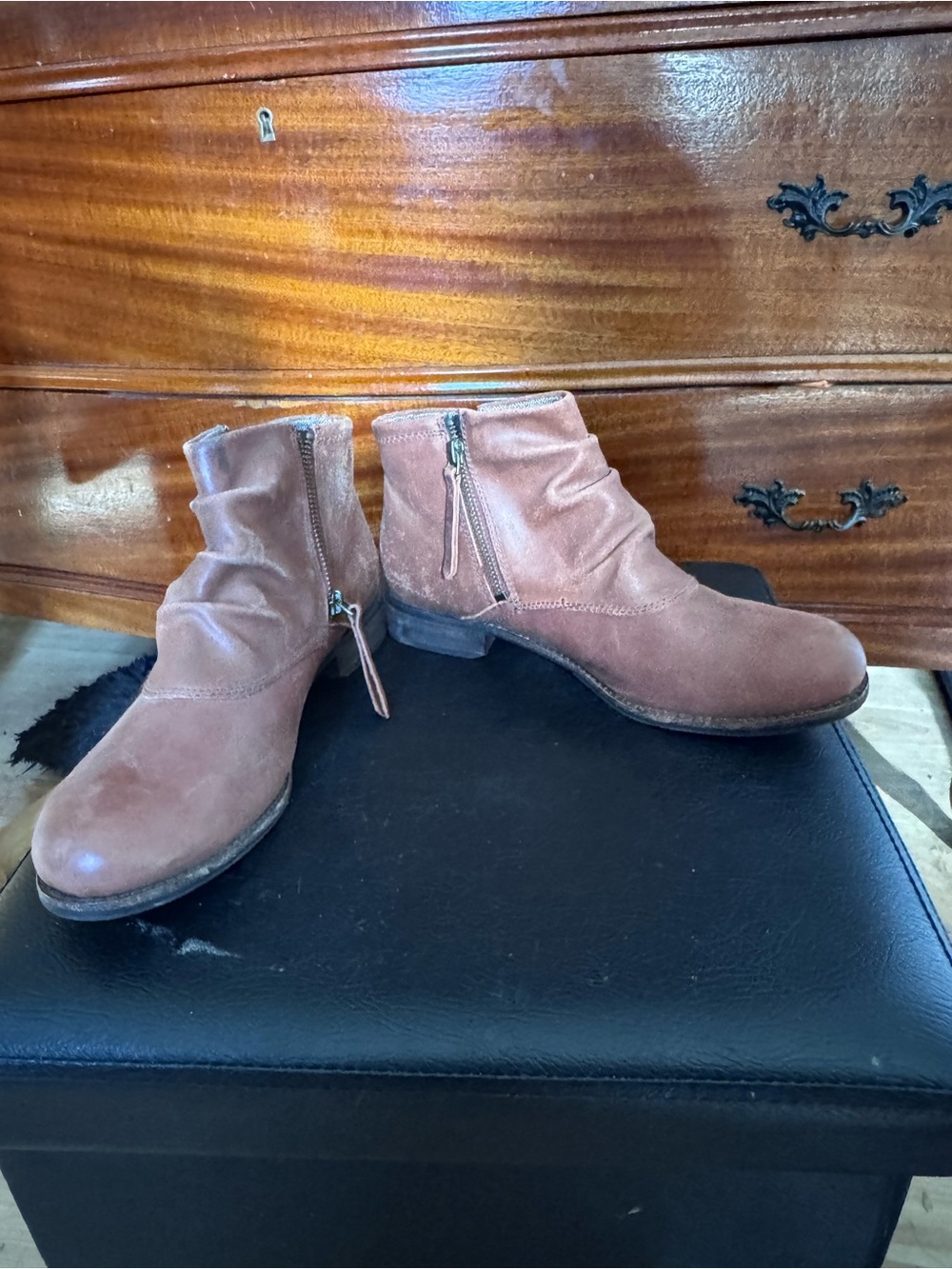 Women's Brown Suede Side-Zip Ankle Booties